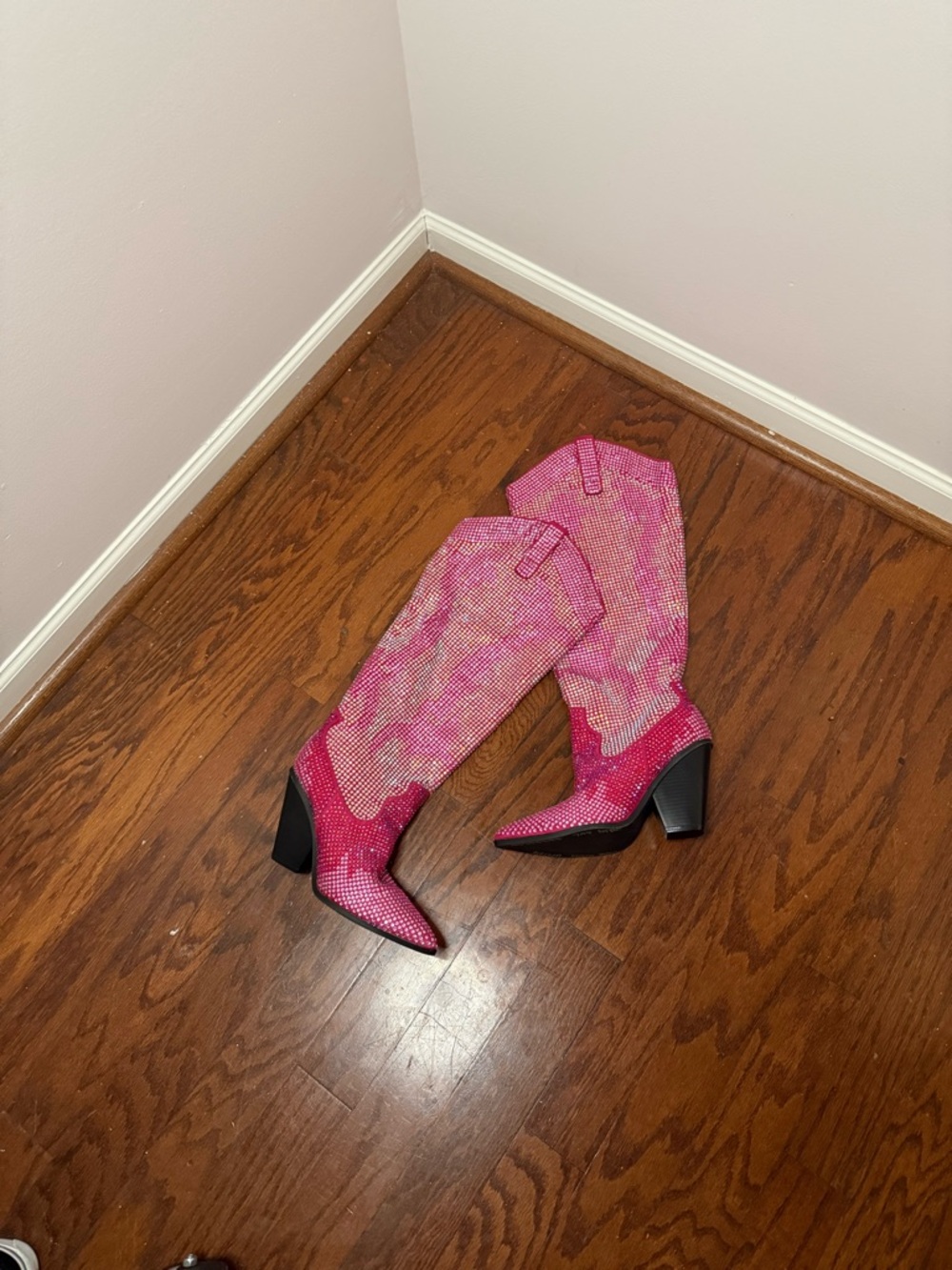 Pink Rhinestone Cowboy Knee-High Boots